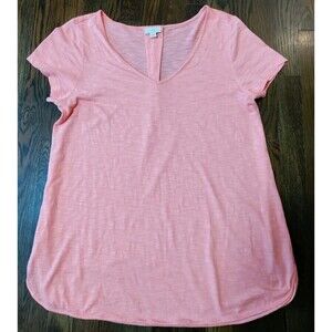 J. Jill Women's Tunic Short Sleeve Top Medium Peach Cotton Modal Blend Light